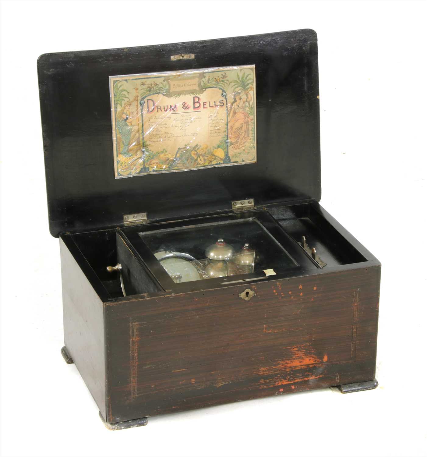 Lot 483 - A late 19th century drum and bells music box