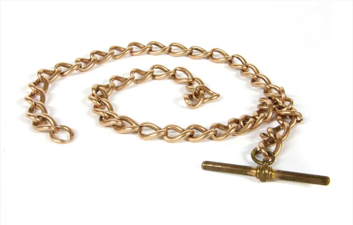 Lot 19 - A 9ct gold curb link double albert chain