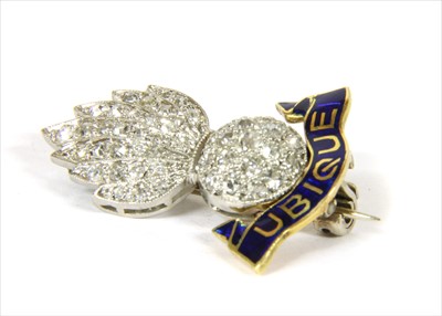 Lot 23 - A 9ct gold and platinum, diamond and enamel Royal Engineers military sweetheart brooch