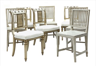 Lot 724 - A set of four Swedish Gustavian-style dining chairs