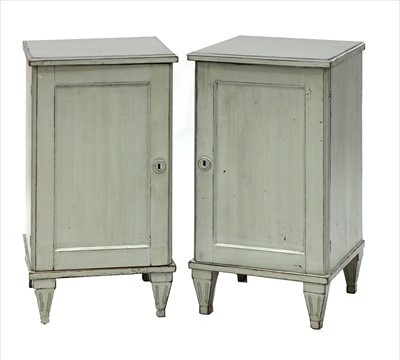 Lot 761 - A pair of painted Swedish night tables