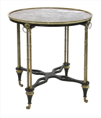 Lot 788 - A French marble, brass and ebony occasional table