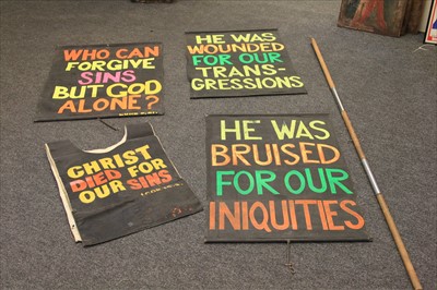 Lot 296 - A COLLECTION OF THREE STREET PREACHER BANNERS