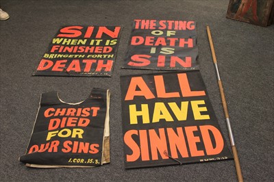 Lot 296 - A COLLECTION OF THREE STREET PREACHER BANNERS