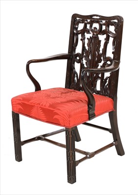 Lot 935 - A mahogany open armchair