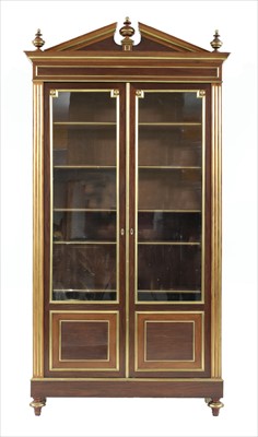 Lot 688 - A large French mahogany and brass strung glazed bookcase