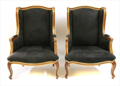 Lot 726 - A pair of Continental mahogany and parcel gilt armchairs