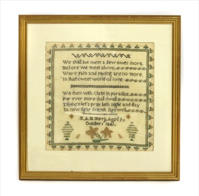 Lot 584 - A Victorian needlework sampler