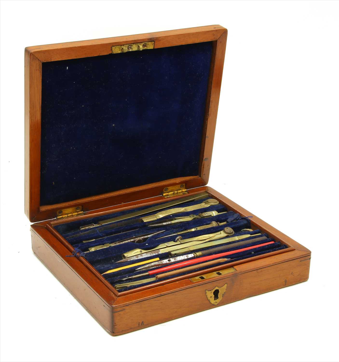 Lot 51 - An early 20th century mahogany cased set of drawing instruments
