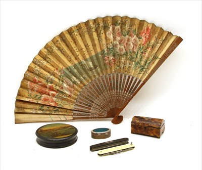 Lot 222 - A late 19th century hand painted fan