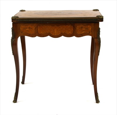 Lot 752 - A French Louis XV style walnut card table