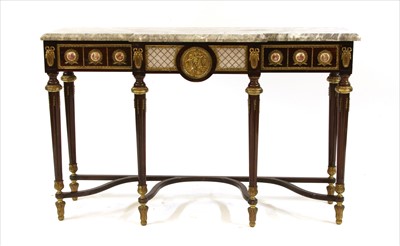 Lot 636 - A French Louis XVI style mahogany and gilt metal mounted breakfront side table