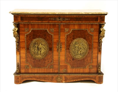 Lot 640 - A French Louis XV style kingwood and brass walnut veneered credenza