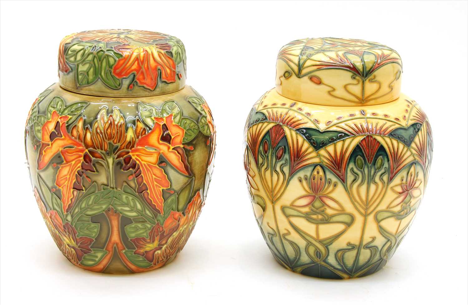 Lot 122 - Two modern Moorcroft ginger jars and covers