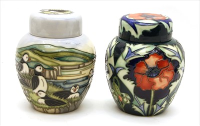 Lot 504 - A modern Moorcroft Puffins pattern ginger jar and cover