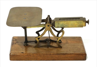 Lot 1123 - A cast brass half roberval and steelyard scale