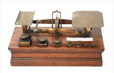 Lot 1124 - A set of brass roberval postal scales