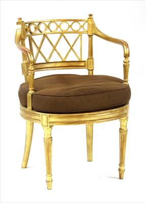 Lot 691 - A George III style giltwood elbow chair