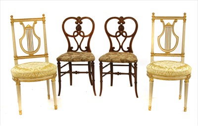 Lot 692 - A pair of Louis XVI style painted single chairs