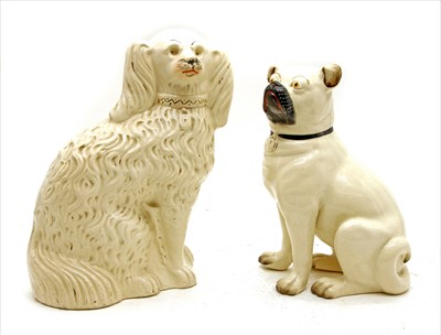 Lot 194 - A pottery pug dog