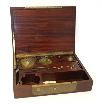 Lot 1200 - A mahogany cased travelling scale compendium