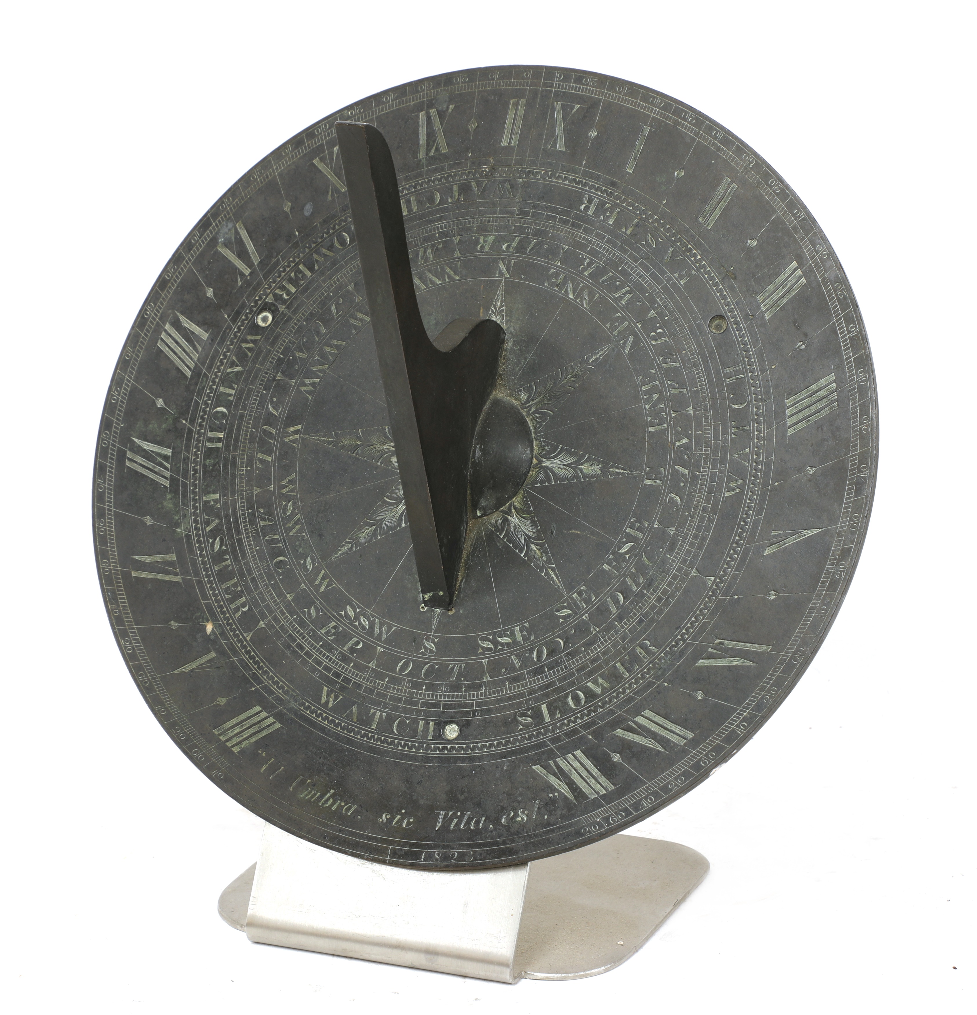 Lot 43 - A bronze sundial,