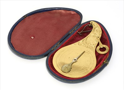 Lot 1261 - A gilt brass handheld Hall's patent pendulum scale