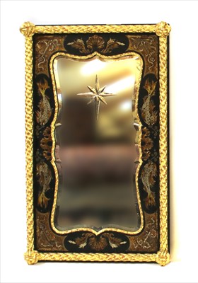 Lot 376 - A giltwood and Japanned wall mirror