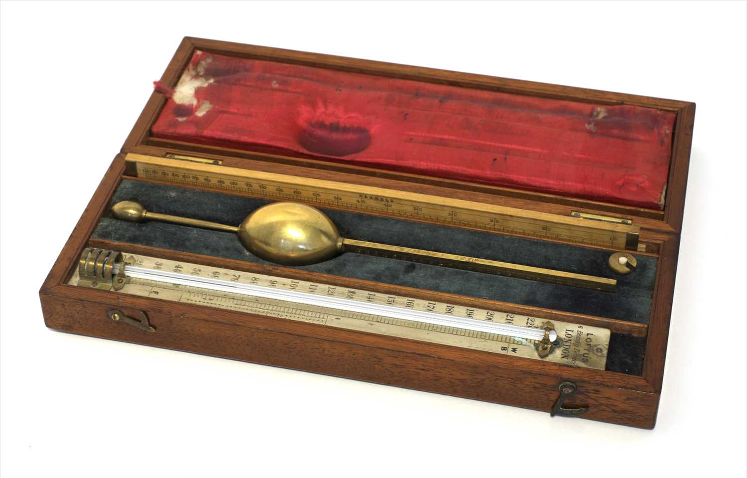 Lot 1015 - A mahogany cased saccharometer
