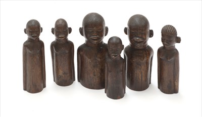 Lot 138 - GROUP OF SIX TRIBAL CARVINGS.