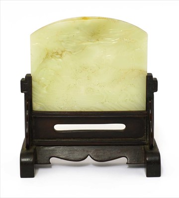 Lot 409 - A Chinese jade table screen