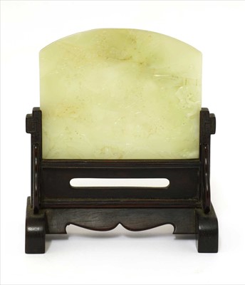 Lot 409 - A Chinese jade table screen