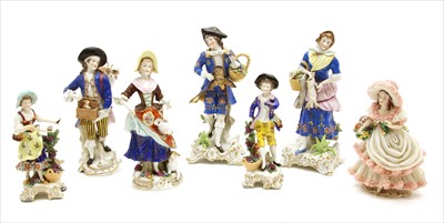 Lot 173 - A collection of continental porcelain figures