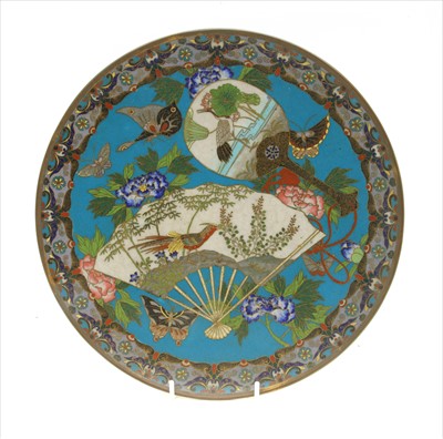 Lot 129 - An early 20th century cloisonné plate