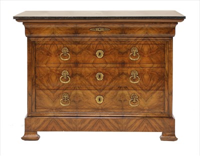 Lot 754 - A Louis Philippe figured walnut commode