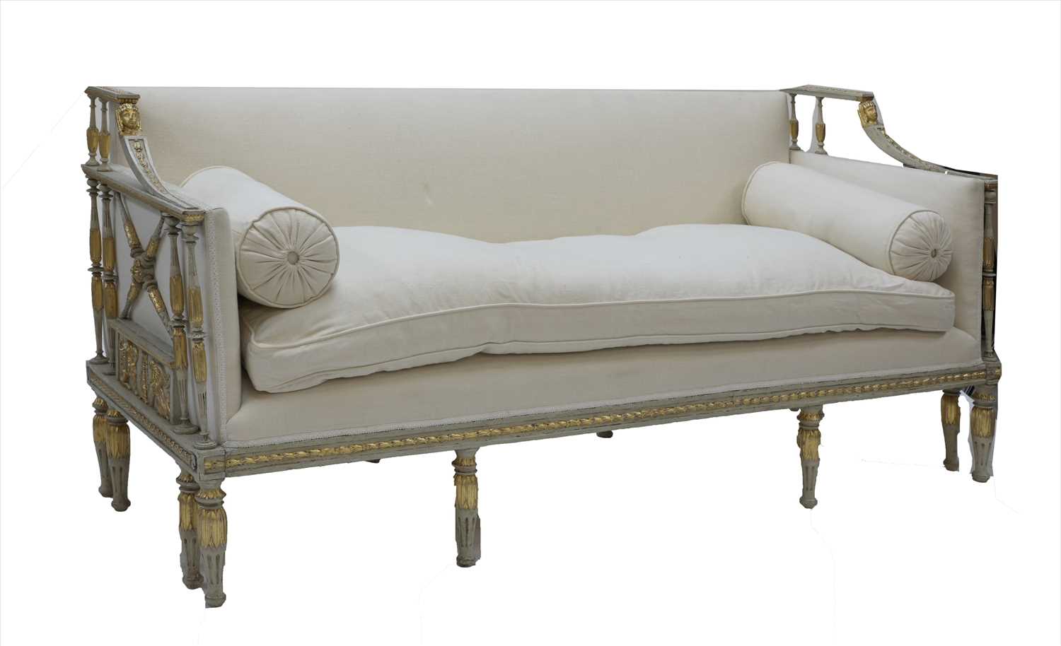 Lot 735 - A Swedish grey and gilt-painted settee