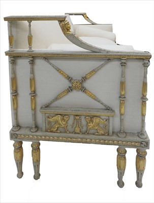 Lot 735 - A Swedish grey and gilt-painted settee