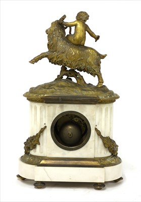 Lot 736 - A French marble and bronze mantel clock