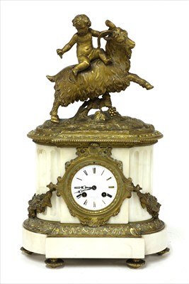 Lot 736 - A French marble and bronze mantel clock