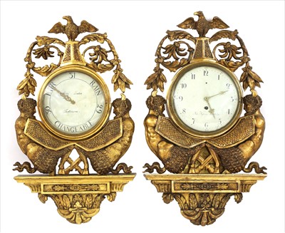 Lot 781 - A Swedish giltwood and gesso cased wall timepiece