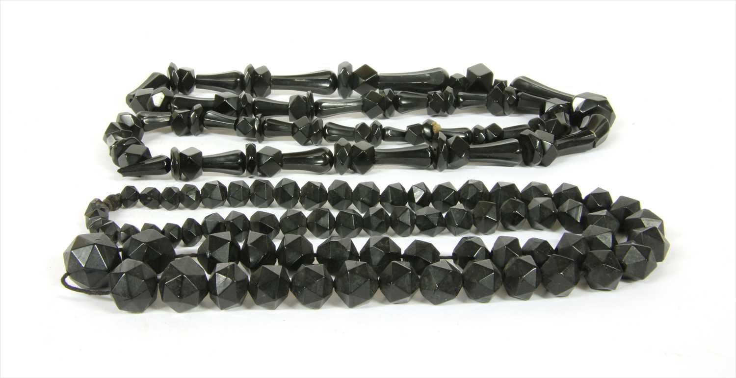 Lot 36 - Two jet bead necklaces