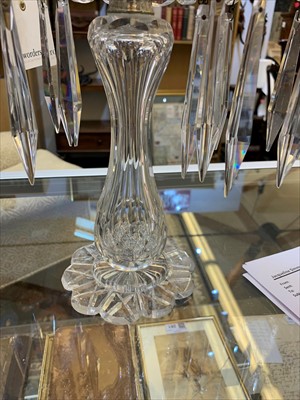 Lot 28 - A pair of cut-glass candelabra