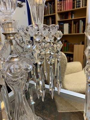 Lot 28 - A pair of cut-glass candelabra