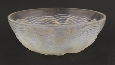 Lot 213 - A Lalique opalescent glass 'Dauphins' bowl