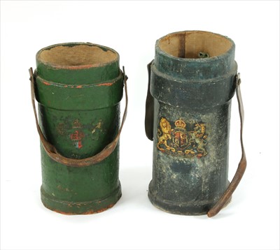 Lot 445 - A near pair of painted canvas shot carriers