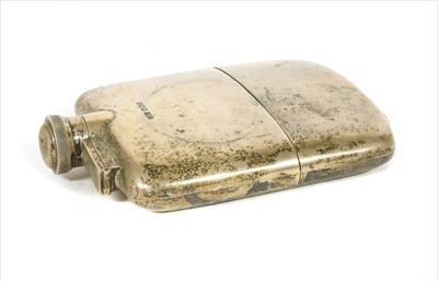 Lot 202 - A silver hip flask