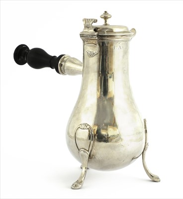 Lot 53 - An 18th century French silver pear-shaped coffee pot
