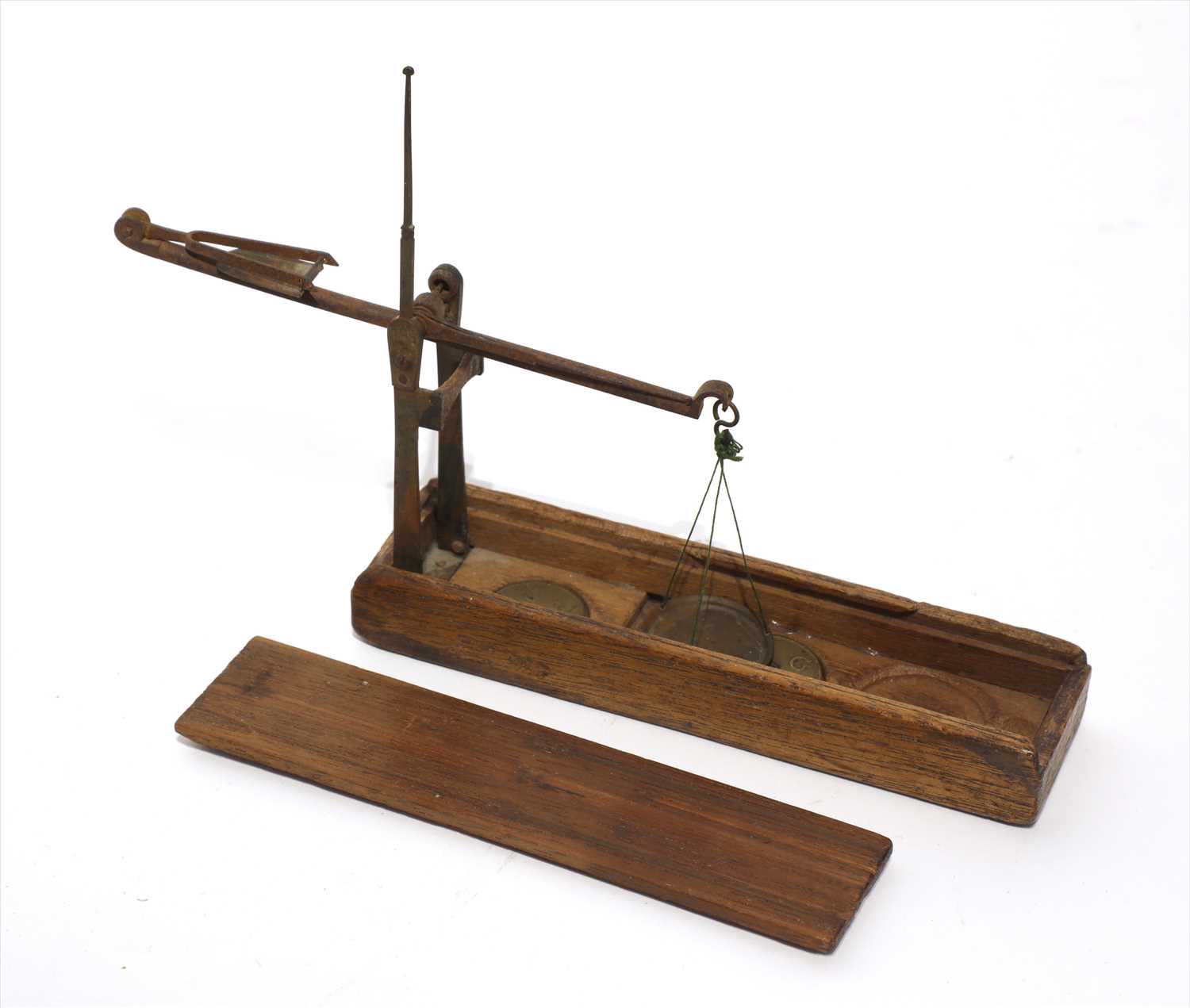 Lot 1087 - A walnut cased coin scale