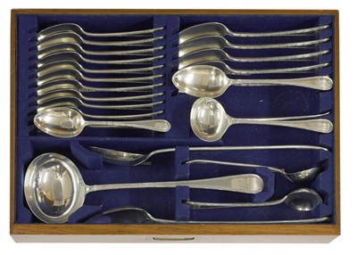 Lot 50 - A comprehensive George V silver twelve-setting canteen of cutlery