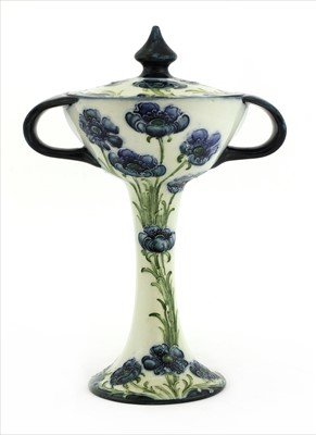Lot 49 - A William Moorcroft Macintyre Florian ware 'Blue Poppy' urn and cover